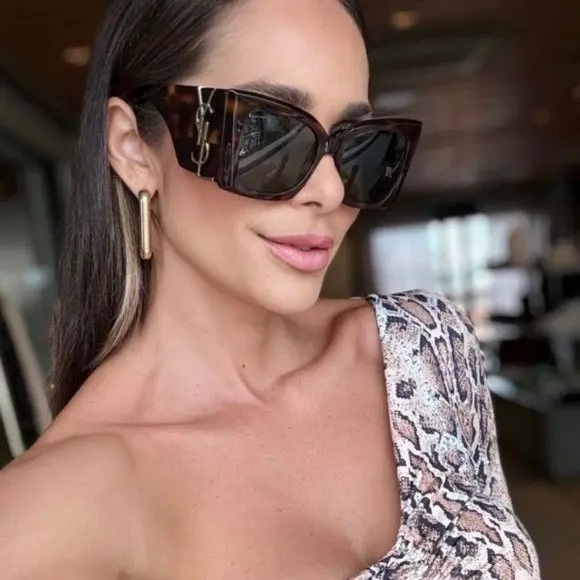 NEW SL M119 BLAZE 002 SAINT LAURENT BUTTERFLY SLM119 002 BROWN SUNGLASSES - Picture 2 of 5